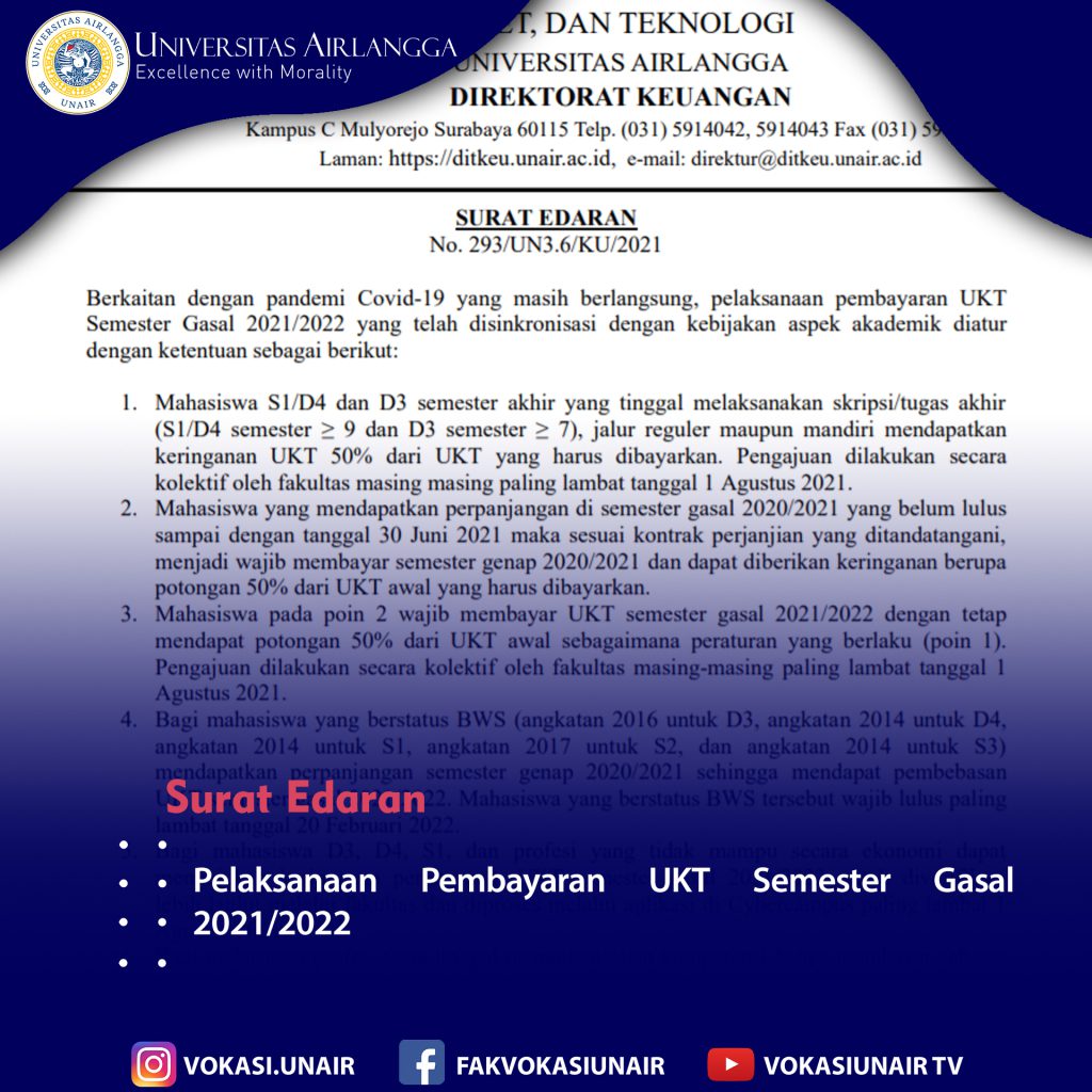 Pelaksanaan Pembayaran Ukt Semester Gasal Vokasi Unair