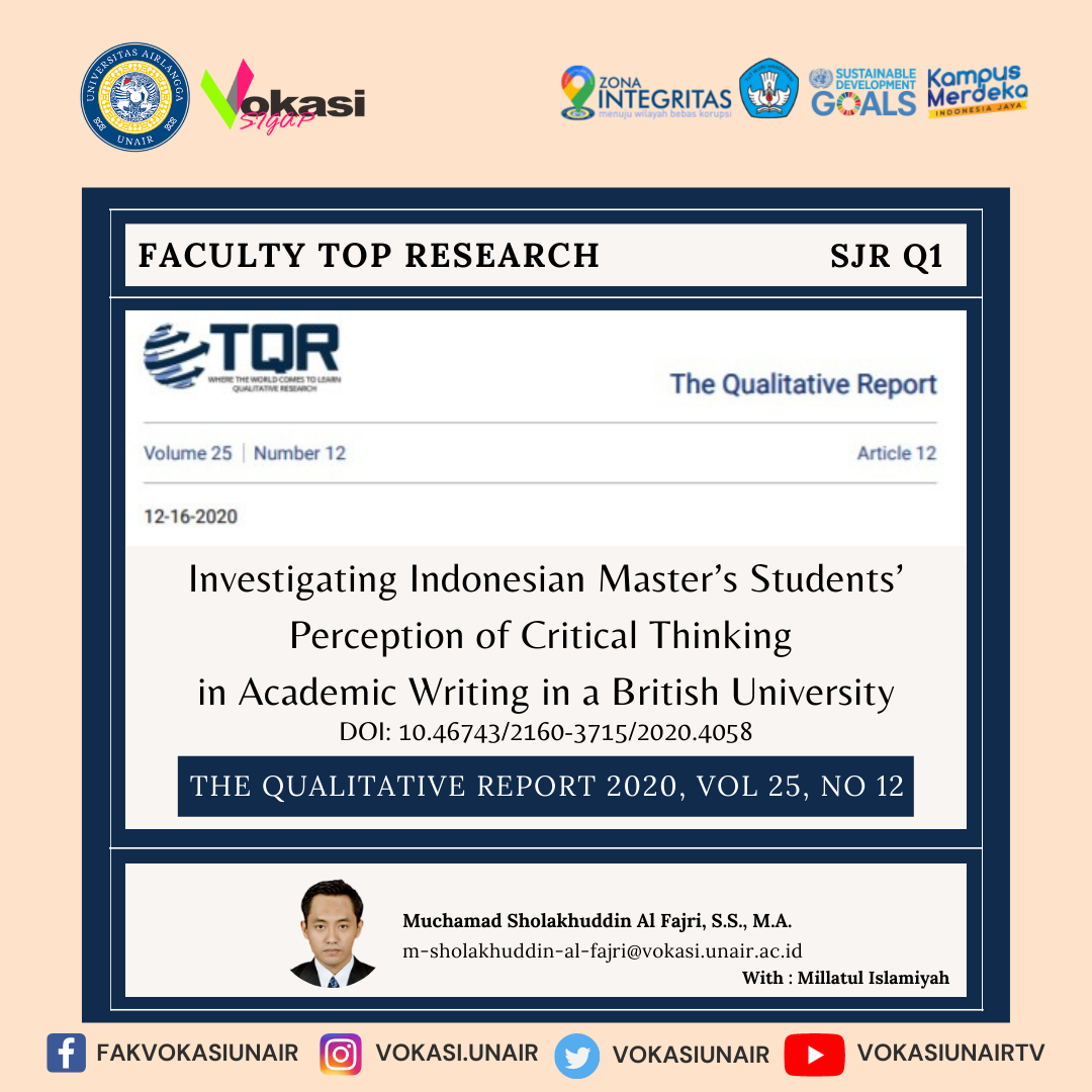 Investigating Indonesian Master’s Students’ Perception of Critical Thinking in Academic Writing in a British University