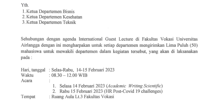 International Guest Lecturer “HR Post-Covid 19 Challenges)