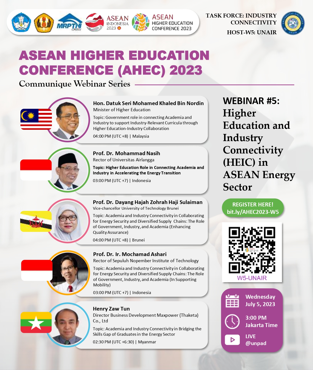 Poster ASEAN Higher Education Conference (AHEC) 2023 Communique Webinar Series #5