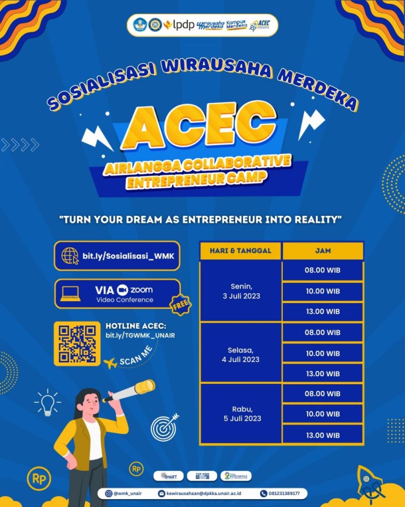 Poster Jadwal Sosialisasi Wirausaha Merdeka "Airlangga Collaborative Entrepreneur Camp" (ACEC)
