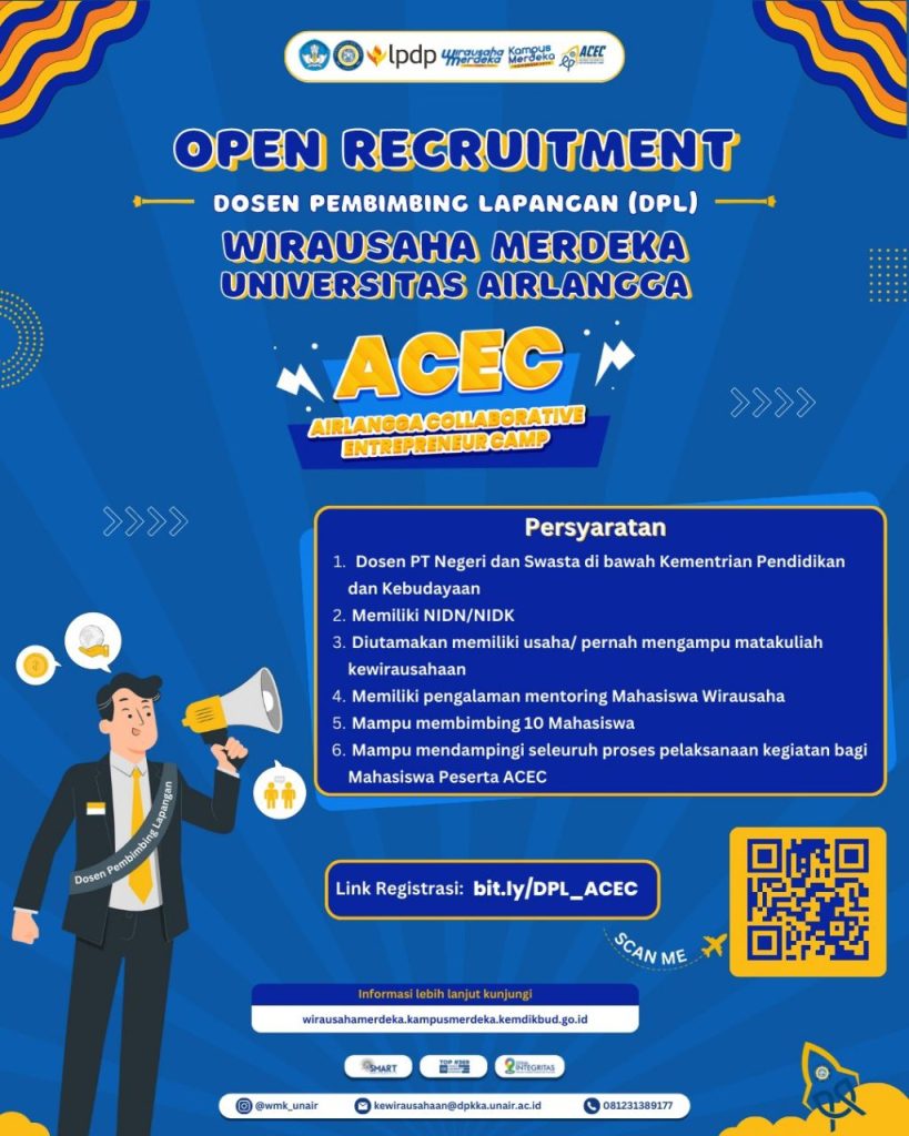 Poster Open Recruitment Dosen Pembimbing Lapangan (DPL) Wirausaha Merdeka Universitas Airlangga