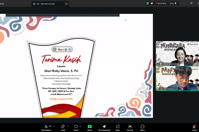 Sharing Session Vol. 2 D4 Keselamatan dan Kesehatan Kerja (K3) Bertemakan "From Campus to Career"_Dokumen Istimewa