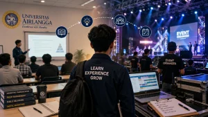 Mahasiswa mengikuti program magang event organizer di PT Kinetic Digital Indonesia